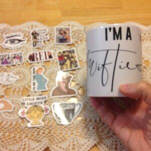 Swiftie Alert! coffee cup and stickers